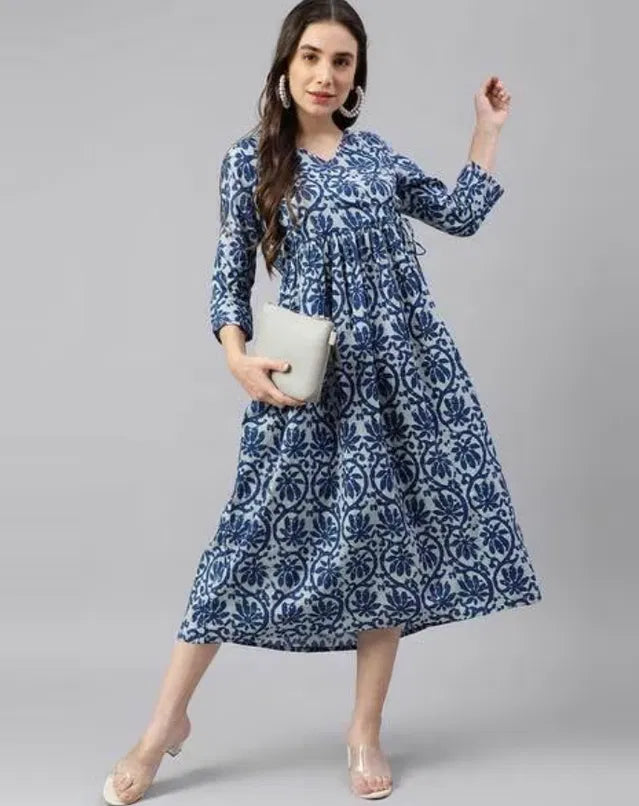 Women Solid Cotton Gown.